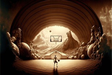 Digital illustration about basketball and sports. Generative AI.