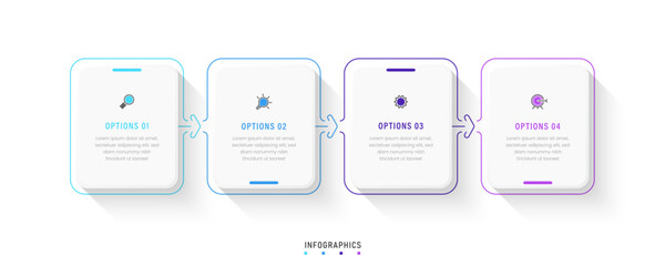 Wall Mural - vector infographic label design template with icons and 4 options or steps. can be used for process 