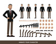 Office man wear black suit and red tie character vector design.  Create your own pose.