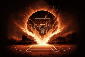 Digital illustration about basketball and sports. Generative AI.