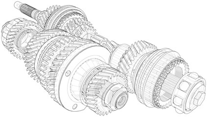 Poster - gearbox sketch. vector