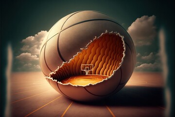 Digital illustration about basketball and sports. Generative AI.