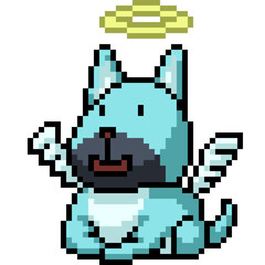 Poster - pixel art blue angle dog