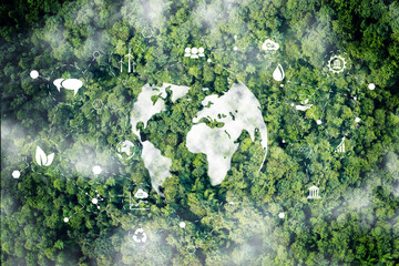 Wall Mural - environmental technology concept. sustainable esg modernization development by using technology of r