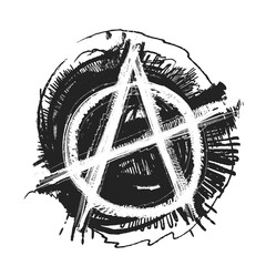 Grunge brush painted anarchy sign. Anarchy grunge style. Anarchy ink icon isolated on a white background