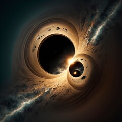Wall Mural - black holes colliding with generative ai