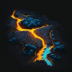 Poster - Lava river, magma with Generative AI