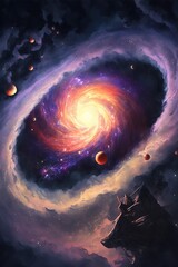 Wall Mural - mysterious vast galaxy with generative ai