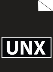 Aufkleber - UNX text file extension icon on white background. unx document data file format symbol. flat style.