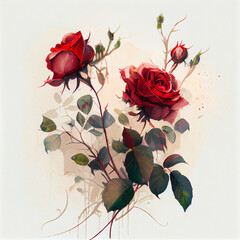 Wall Mural - Cartoon. beatiful roses bouquet on white background. generative ai