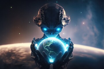 alien in space made with generative ai