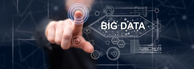 Canvas Print - Man touching a big data concept