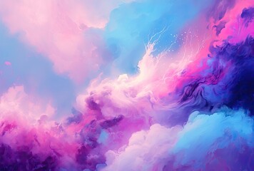 Wall Mural - A soft gradient of pastel pink, purple, and blue creates a dreamy background, generative ai	