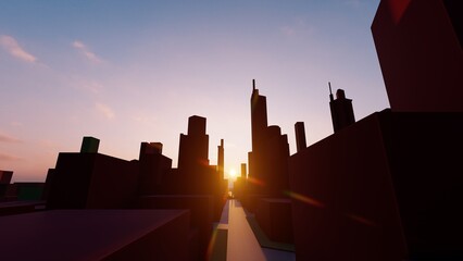 Wall Mural - city skyline at sunset