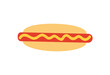 Fast food hot dog, flat design hot dog icon.