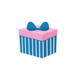 Gift concept, A blue gift box on a white isolated background. Gift icon.