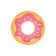Donut isolated. Donuts with pink cream and sprinkles. Donut icon.