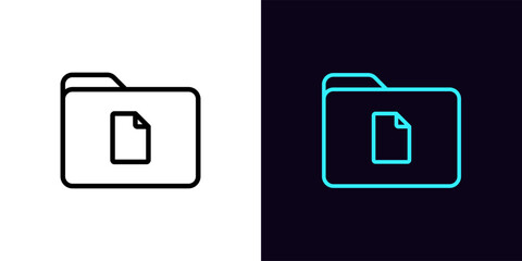 Poster - outline file folder icon, with editable stroke. folder frame with document sign. business report fol