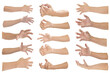 Collection of hand with finger bent isolated on transparent background PNG file