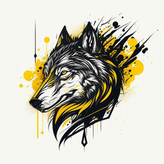 Wolf Logo or Tattoo Design. generative ai