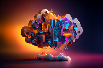 Poster - Cloud computing technology concept, digital illustration generative AI