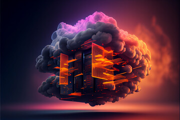 Poster - Cloud computing technology concept, digital illustration generative AI