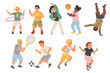© Siberian Art - Happy sports kids isolated vector set on white