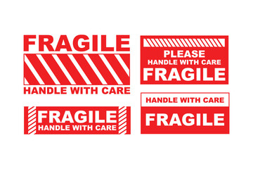 Fragile Label tag symbol packaging sticker vector design