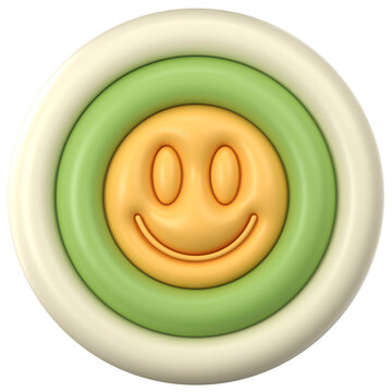Groovy colorful smile sticker. Inflated elements with plasticine effect. 3d rendering illustration.