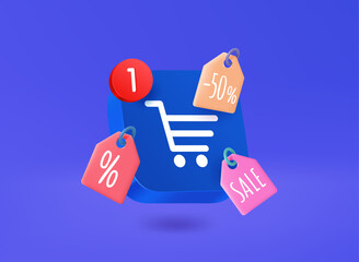 Aufkleber - Shopping app icon with price tags. 3d vector illustration