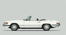 Vintage Car With  Classic Design Made With Generative Ai, Vector Style, Flat, Illustration, Cartoon, Line, Convertible 