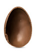 Half broken chocolate Easter egg isolated on white.
