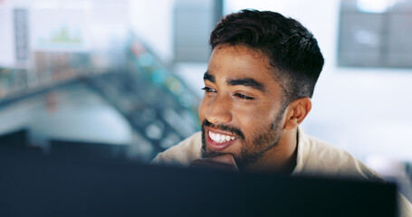 Poster - Stress, headache and tired businessman in the office with a burnout working on a project with a deadline. Exhausted, fatigue and overworked professional male employee planning report with frustration