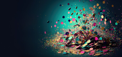 Confetti and glitter party background. Generative AI