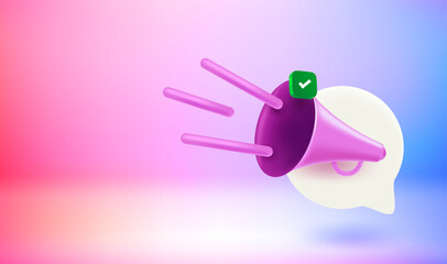 Poster - Announcement concept with loud speaker. Vector 3d banner with doodling
