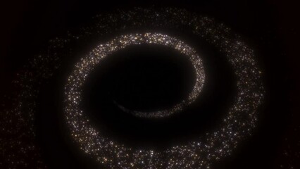 Wall Mural - This is a stock motion graphic that shows a golden spiral of particles on a black background.