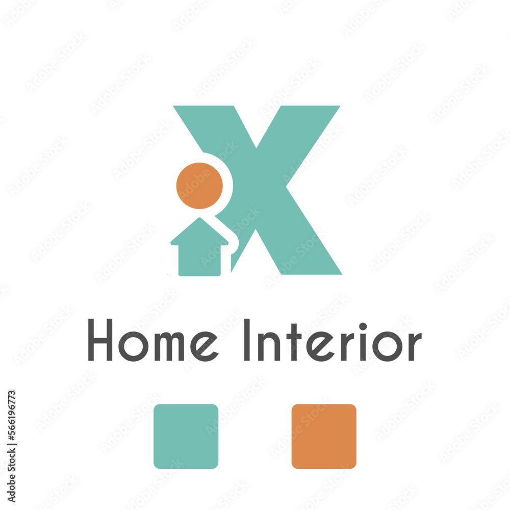 X Letter With Home House Icon for Home Interior, Architecture ...