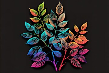 Wall Mural - Abstract plant with leaves in different colors. Generative AI.