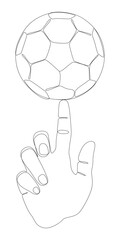 Poster - One continuous line of index finger pointng at Football ball. Thin Line Illustration vector concept. Contour Drawing Creative ideas.