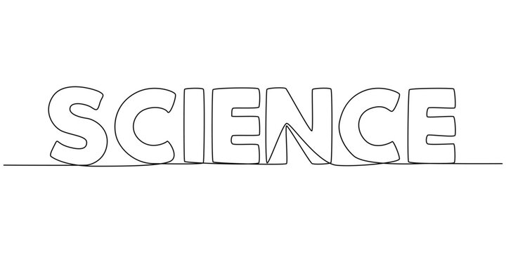 One continuous line of Science word. Thin Line Illustration vector concept. Contour Drawing Creative ideas.