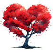 © maribom - Red heart tree isolated on white background. Watercolor illustration. Generative AI
