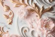 Marble flowers texture. Pink and gold flowers pattern. Generative AI