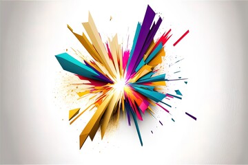 Wall Mural - Abstract colorful bright vivid colors liquid acrylic paint explosion on white background with paint burst and drops. Business background template