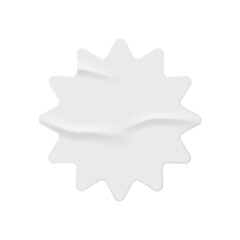 Leinwandbilder - Rounded paper sticker with wrinkled texture, isolated label or emblem with copy space. Piece of sheet crumpled material. Vector in realistic style illustration