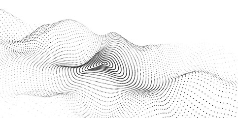 Fototapete - Circle dynamic wave of particles. Abstract futuristic background. Big data visualization. Vector illustration.