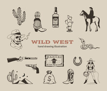 Wild West Collection Hand Drawing Illustration