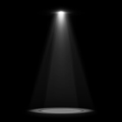Aufkleber - Spotlights With Stage. Round Podium And Light Rays.