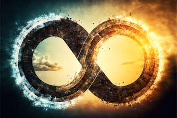 Poster - Infinite Loop on Abstract DevOps Concept with  Technology background, Generative AI