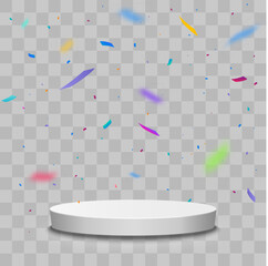 Aufkleber - Confetti with award podium. Winner vector background. with confetti.