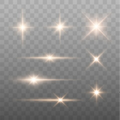 Aufkleber - Set of Shine glowing stars. Vector Golden Sparks isolated.